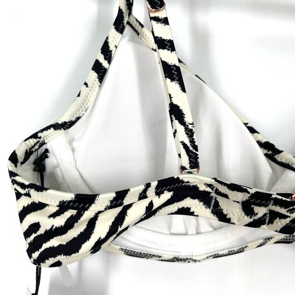 Shade & Shore Bathing Suit Bikini Top Size 34B Zebra Print Black NWT - Picture 4 of 6